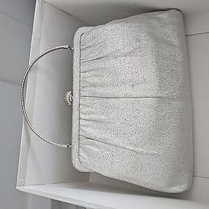 VTG HL Silver single handle bag w/rhinestones clasp